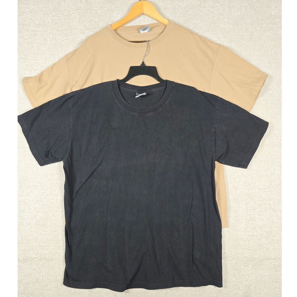 Vintage 90s Cheetah Blank T-Shirt Lot 2 Mens‎ XL Made in USA Faded Black Tan